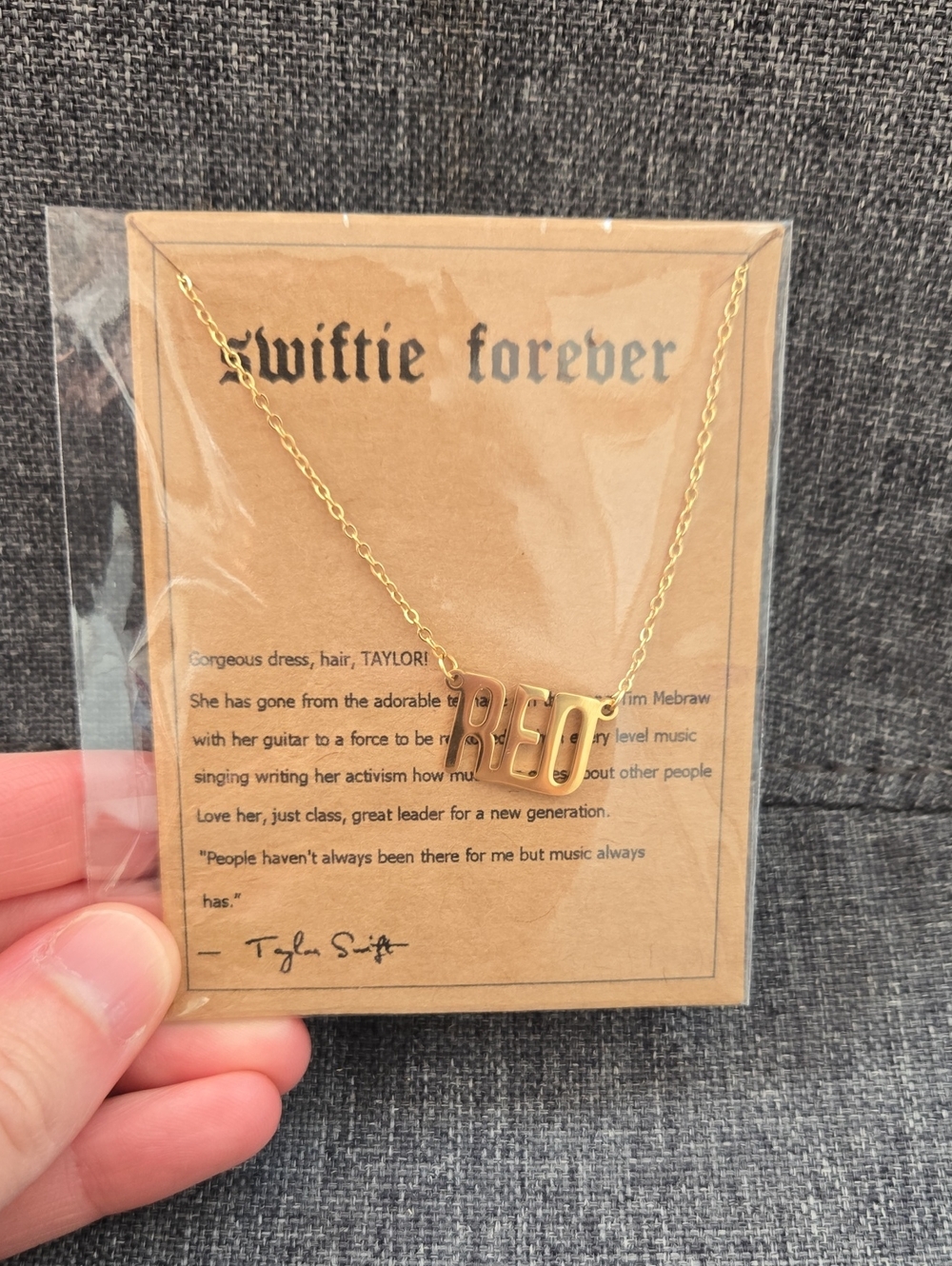 Taylor Swift Gold RED Letter Pendant Necklace